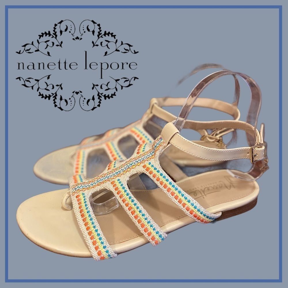 Nanette Lepore Rainbow T-Strap Thong Sandals 8.5